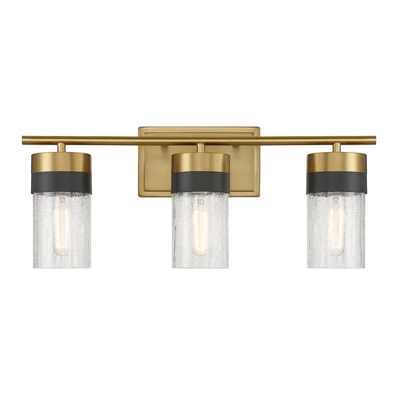 Modern Bathroom Vanity Light in Warm Brass and Black