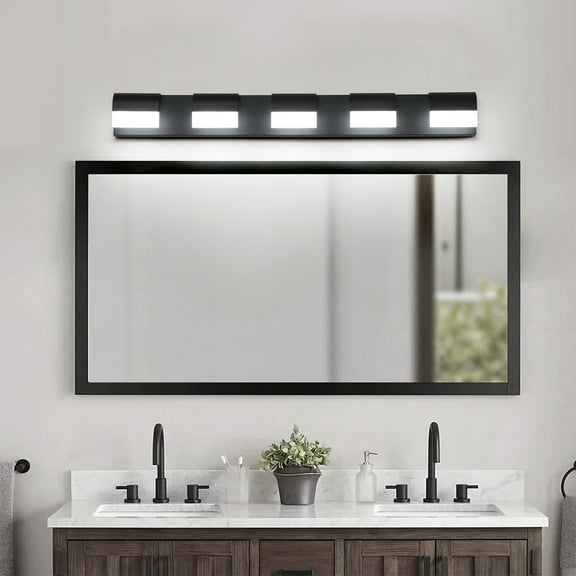 Modern Bathroom Vanity Lighting, 5-Light LED Fixture over Mirror for Bath Wall