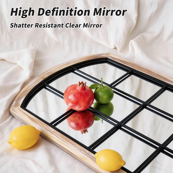 36" Shatter Resistant Half Body Mirror, Tabletop or Wall Mount, Solid Wood Frame with Iron Inner Frame, Easy to Install