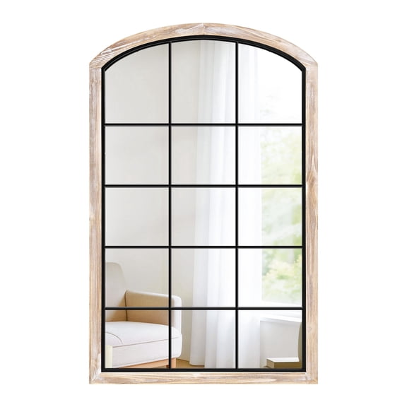 48" Shatter Resistant Half Body Mirror, Tabletop or Wall Mount, Solid Wood Frame with Iron Inner Frame, Easy to Install
