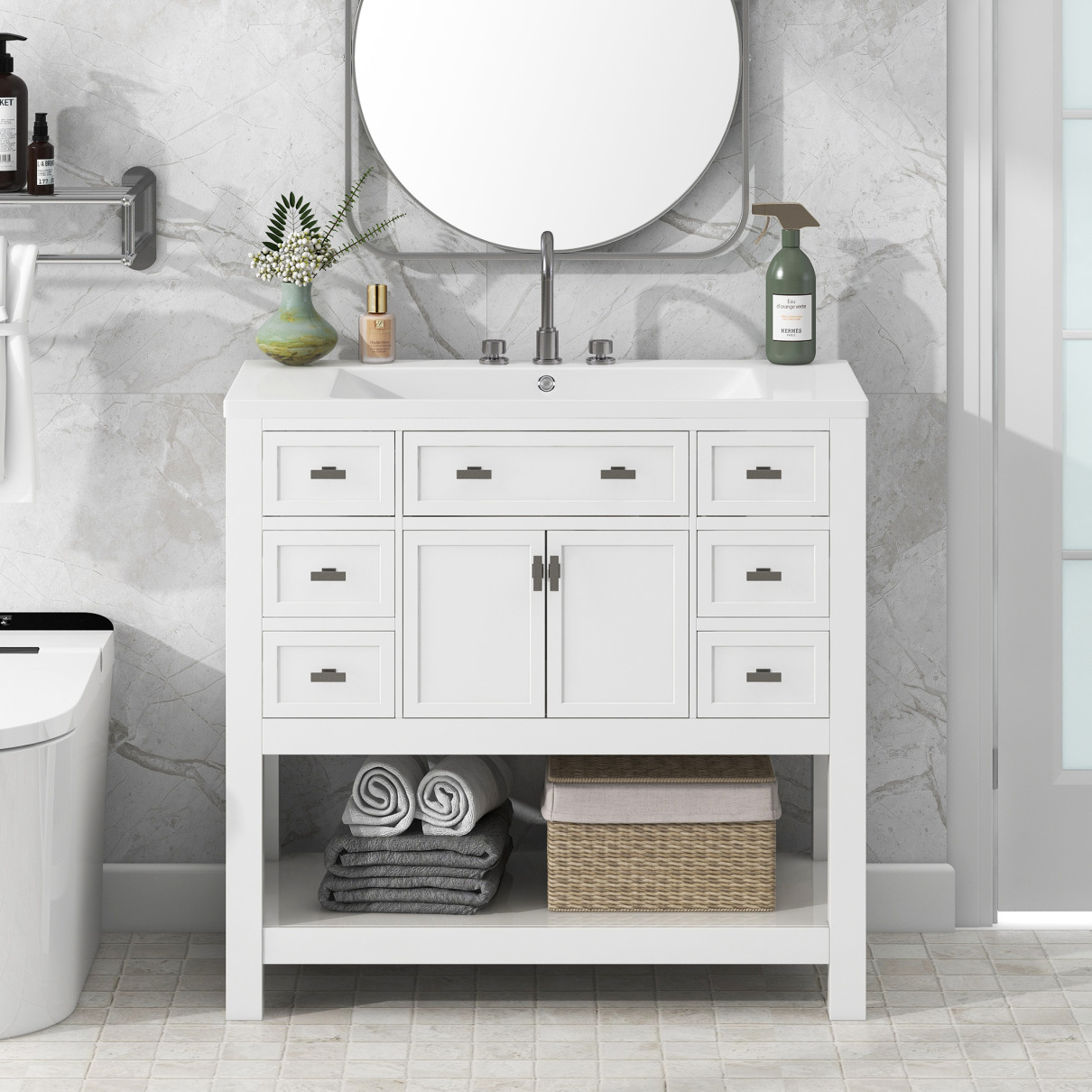 Modern Bathroom Vanity Set with Embedded Resin Single Sink ...