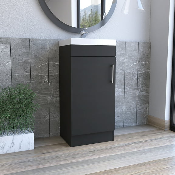Modern Bathroom Vanity Sevilla Bathroom Vanity, Single Door Cabinet, Black,Wooden Bathroom Vanity