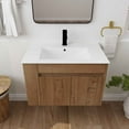 thumbnail image 1 of Modern Bathroom Vanity with Ceramic Basin Solid Wood Frame Storage Cabinet Easy Assembly Bathroom Accessories, 1 of 12