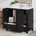 thumbnail image 1 of Modern Bathroom Vanity with Sink Combo, 3 Storage Drawers and 2 Doors, Bathroom Cabinet with Built-in Charging Station, Black, 1 of 7
