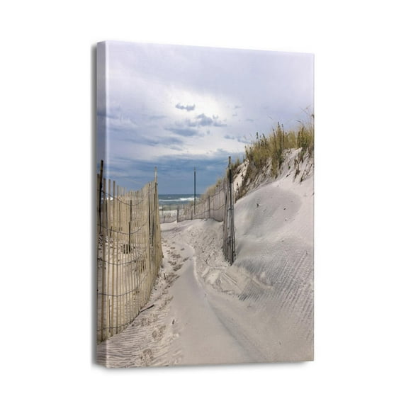Modern Beach Pictures for Bathroom Décor 12''x16'' Framed Canvas, Coastal Ocean Art for Bedroom & Kitchen, Seacoast Theme Home Wall Decor