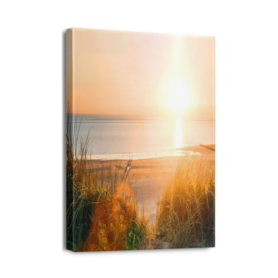 Modern Beach Wall Décor 12''x16'' Pictures for Bathrooms, Bedroom & Kitchen, Framed Canvas Art, Seacoast Theme, Coastal Ocean Home Decorations