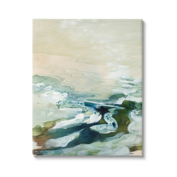 Modern Beach Waves Splash Abstract Painting Gallery Wrapped Canvas Print Wall Art