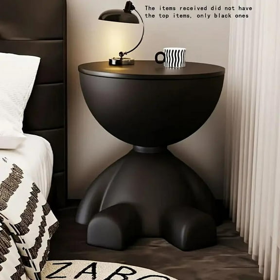 Modern Bear - Shaped Plastic Nightstand w/Lamp & Coffee Cup Holder. Stylish White Storage for Bedroom/Living Room. Easy - to - Assemble, Compact for Small Spaces. Ideal Bedroom Decor