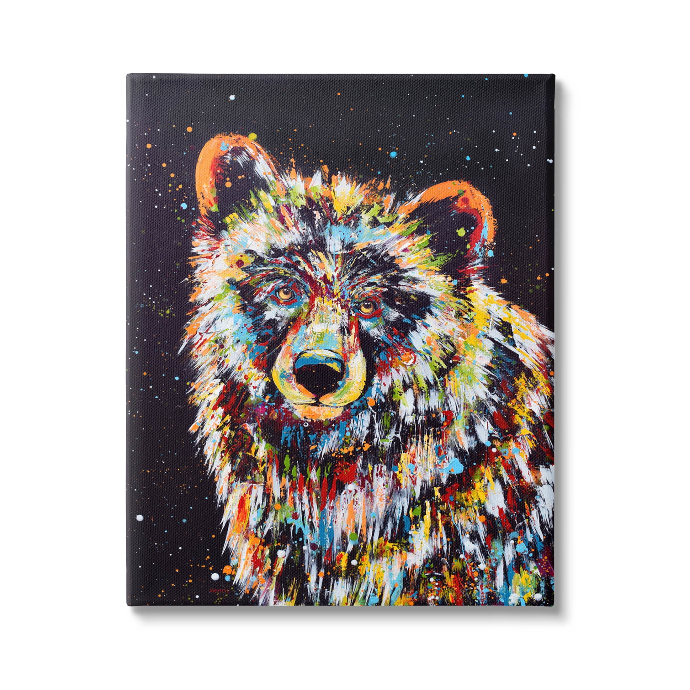 Modern Bear Urban Strokes Animals & Insects Painting Gallery Wrapped Canvas Print Wall Art