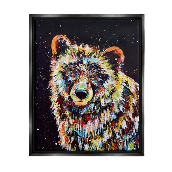 Modern Bear Urban Strokes Animals & Insects Painting Jet Black Framed Art Print Wall Art