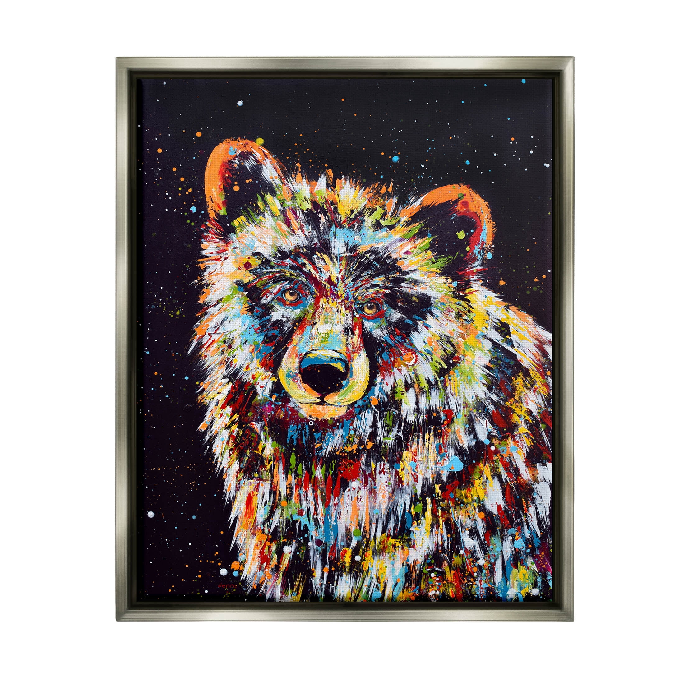 Modern Bear Urban Strokes Animals & Insects Painting Luster Gray Framed Art Print Wall Art