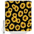thumbnail image 1 of Modern Beautiful Sunflower Shower Curtain Black Background 3D Printed Waterproof Durable Polyester Cloth Add Vibrant Nature to Your Bathroom Decor Ideal for a Bright and Cheerful Bath Space (36"x72), 1 of 6