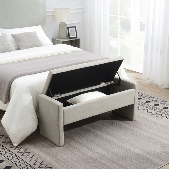 Modern Bed End Bench, Plywood Main Material - Provides Ample Storage for Various Items