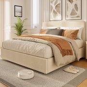 Modern Bed Frame, Full/Queen/King Size Platform Bed Frame with 4 Storage Drawers, Upholstered Corduroy Channel Tufted Headboard Bed Frame with Strong Wooden Slat Support, No Box Spring Needed
