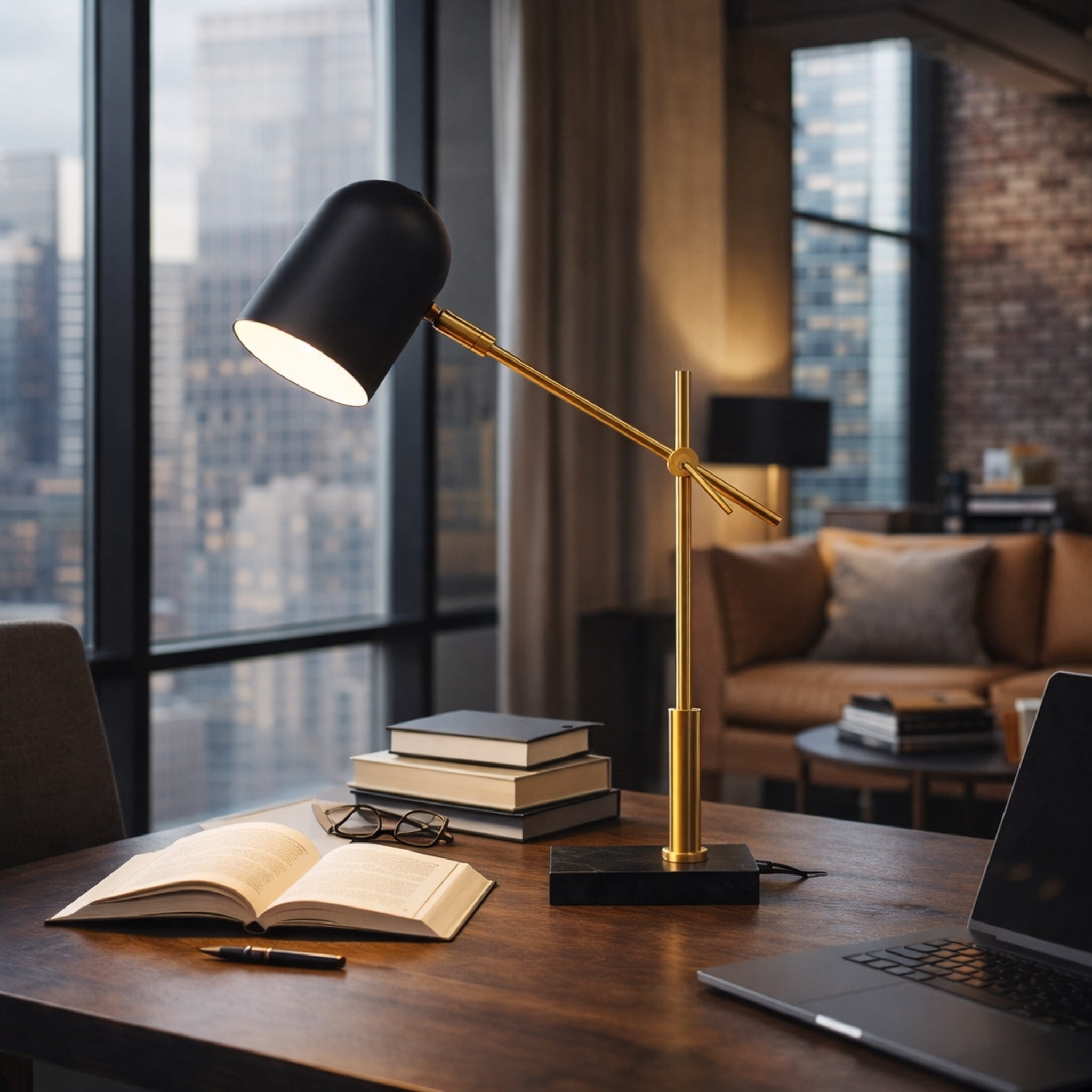 Modern Bed Side Nightstand Decorative Led Table Desk Lamp, Lumora Table Lamp, Black outer, White inner 110~120V