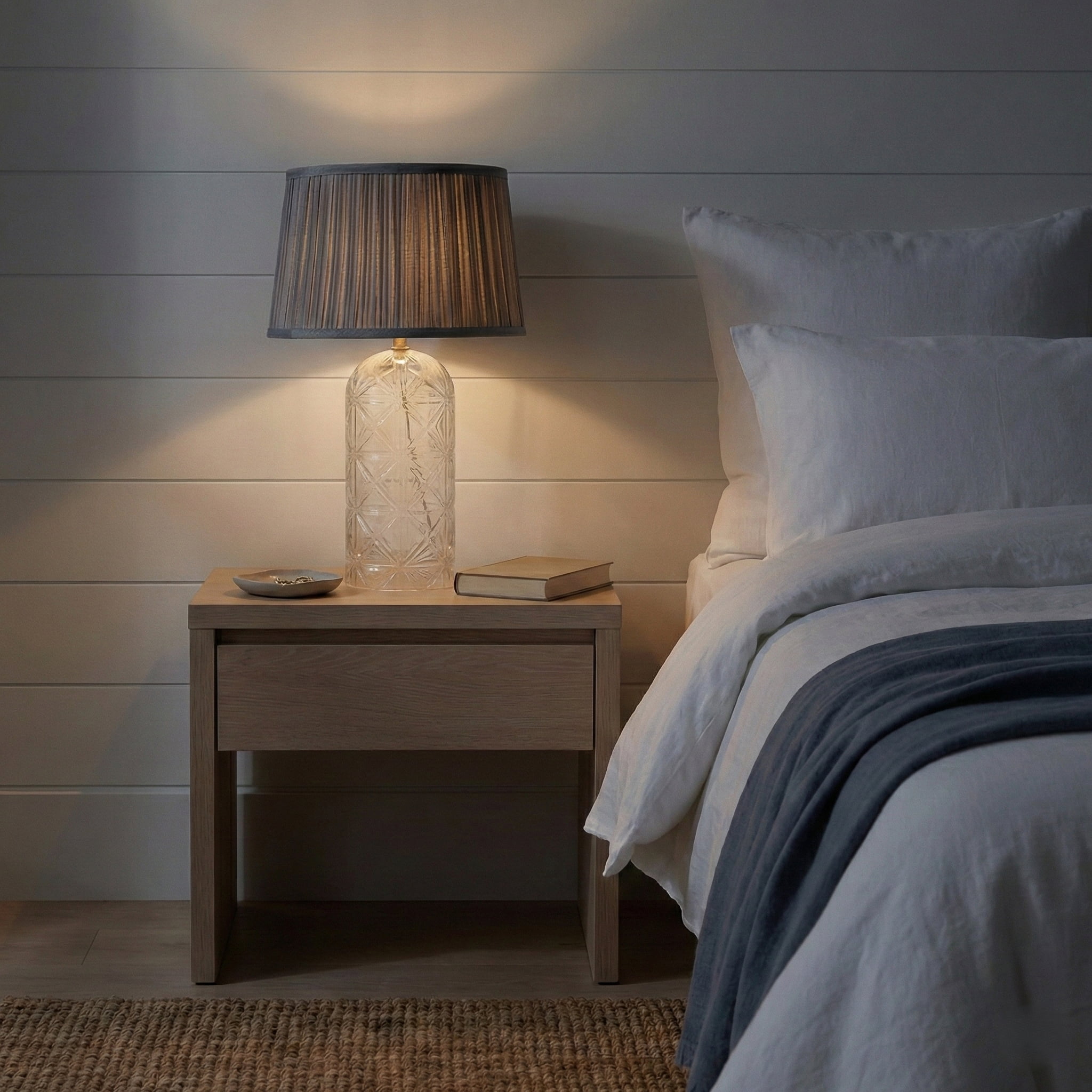 Modern Bed Side Nightstand Decorative Led Table Desk Lamp Luxora Table Lamp Gold, Clear and Grey 110-120V