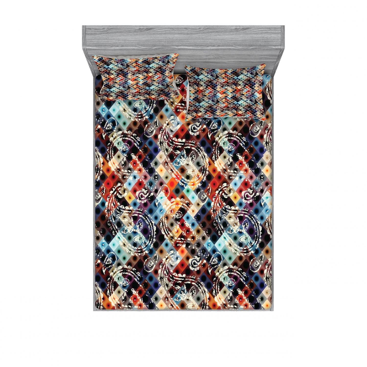 Queen Multicolor Microfiber Paisley Print Bedding Set