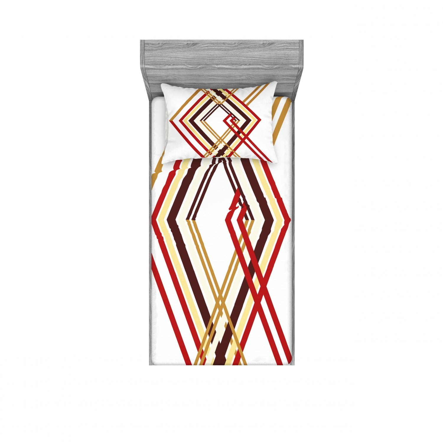 White and Red Geometric Print Twin XL Microfiber Sheet Set