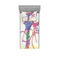 thumbnail image 1 of Modern Bedding Set with Sheet & Covers, Sketch Hand Drawn Image of a Cycling Man on Bike Sun Grass Artwork Print, Printed Bedroom Decor 2 Shams, 4 Sizes, Multicolor, by Ambesonne, 1 of 3