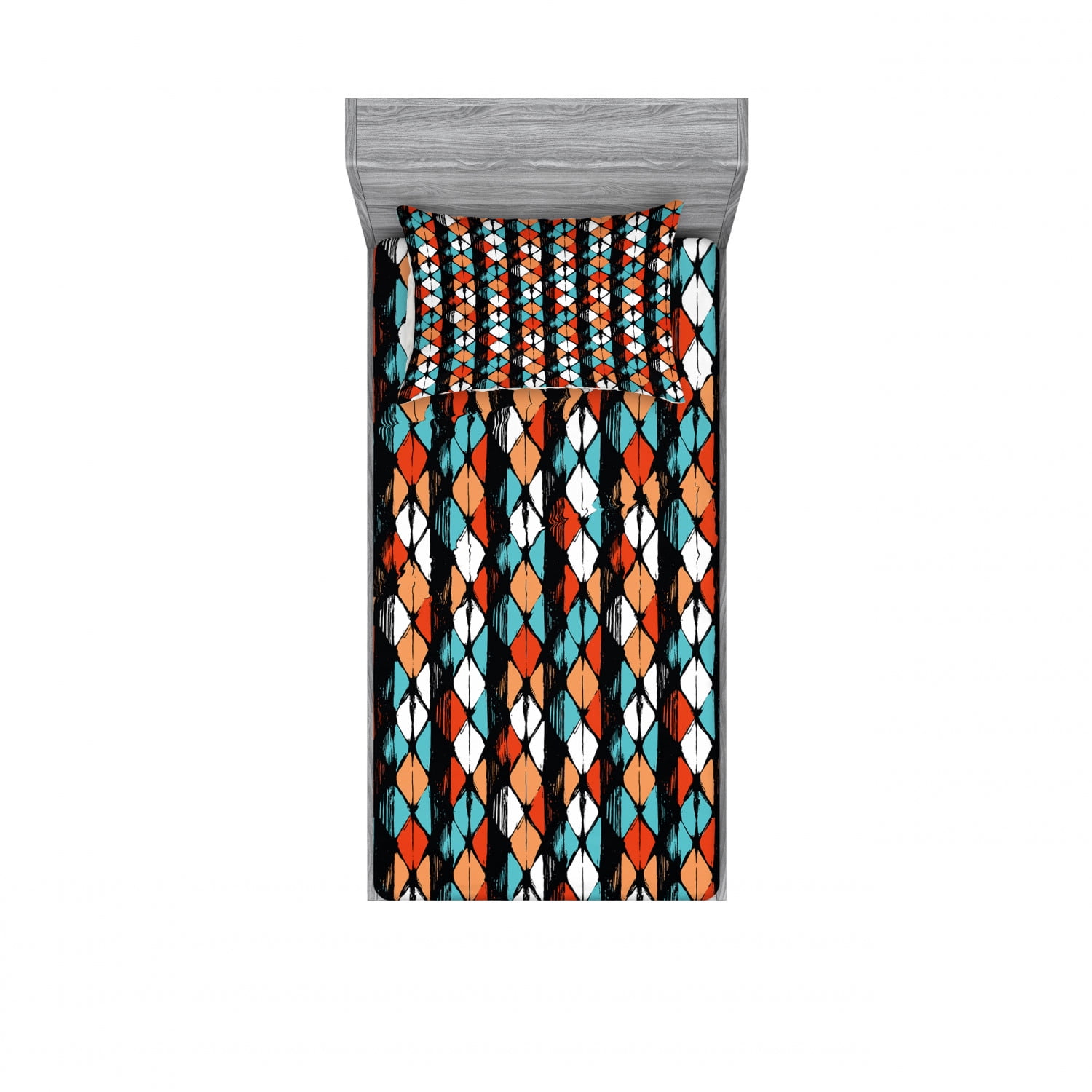 Twin Multicolor Microfiber Geometric Print Sheet Set