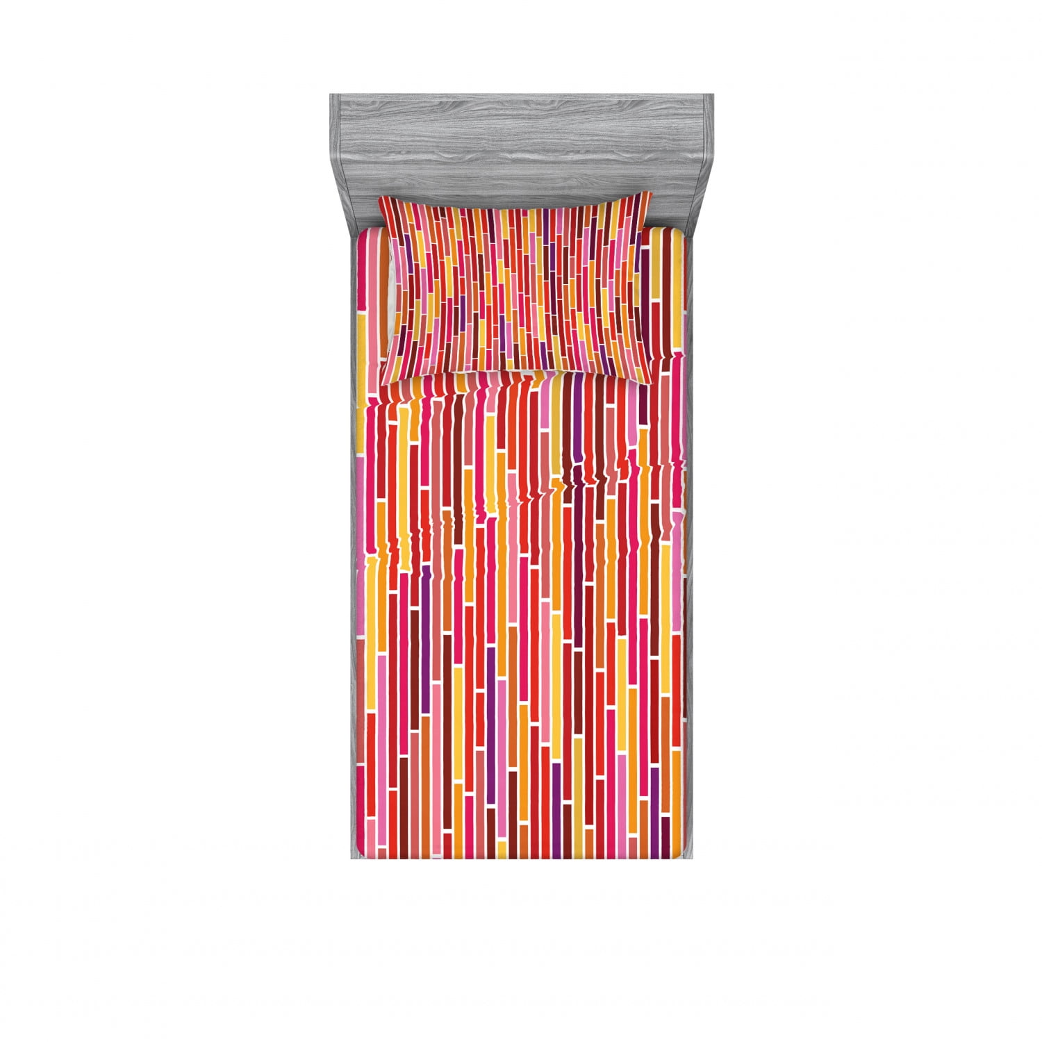 Twin XL Pink and Yellow Striped Microfiber Sheet Set