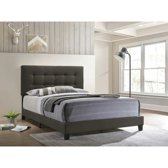 Modern Bedroom Charcoal Queen Bed, Comfortable And Chic Bed For A Stylish Interior