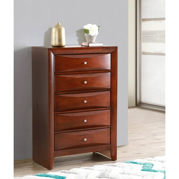 Modern Bedroom Chest In Cherry - Strong And Assembled With Corner Blocked Bottoms Dovetailed Drawer For Long Lasting Strength Center Mounted Metal Guides
