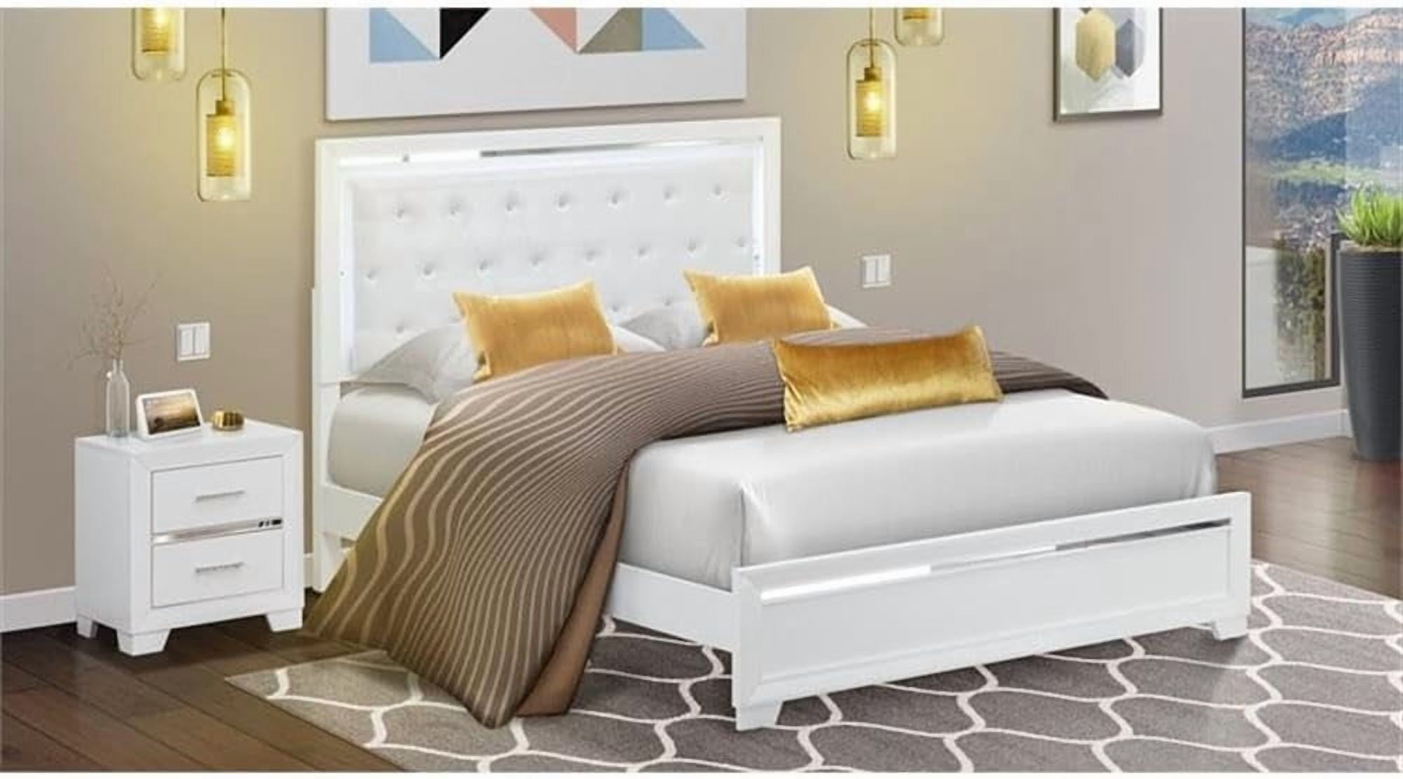 Modern Bedroom Set with Adjustable LED Lighting Headboard and ...