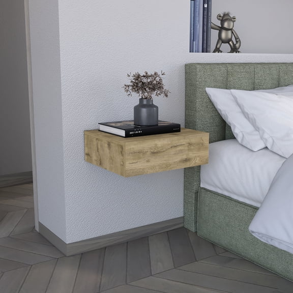 Modern Bedroom Storage With Drawer In Beige, Floating Shelf, Ample For Essentials