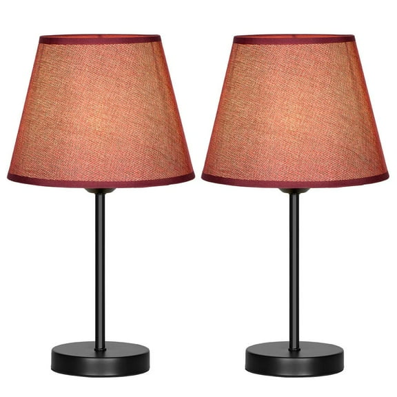 Modern Bedside Table Lamp Set of 2 Vintage Brushed Red