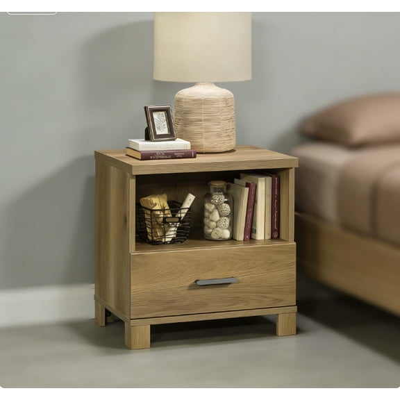 Modern Bedside Table with Storage Drawer & Shelf - Rustic Brown Night Stand, Versatile Bedroom Side Table for Apartment Living