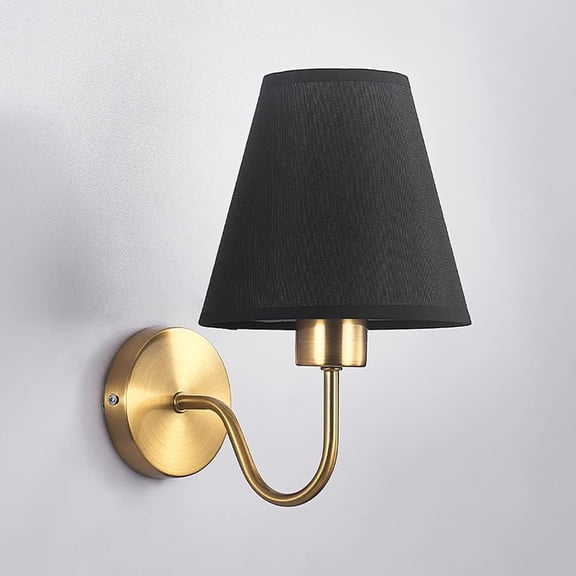 Modern Bedside Wall Light Fabric Wall Sconce Arm Wall Lamp, Gooseneck Headboard Lighting Fixture in Gold Finish, Living Room Bedroom Decor Wall Mount Reading Lights