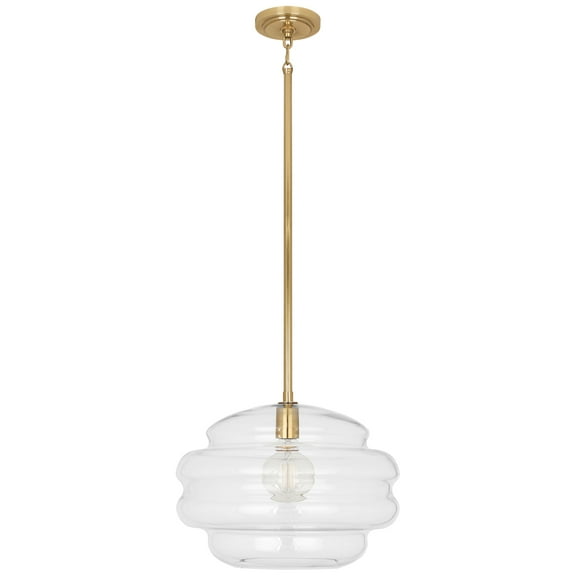 Modern Beehive Glass Pendant Light Sculptural Clear & Smoke Gray Pendant Fixture with Brass Finish for Home Dcor