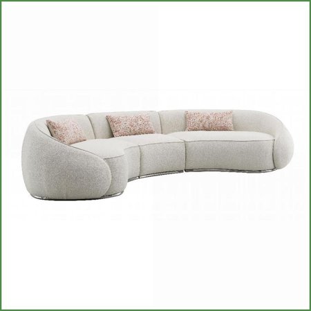 Modern Beige Boucle Sectional Sofa – Durable Wooden Frame, Pocket Coil Comfort, Includes 3 Pillows | Beige | Boucle | Pillow Back