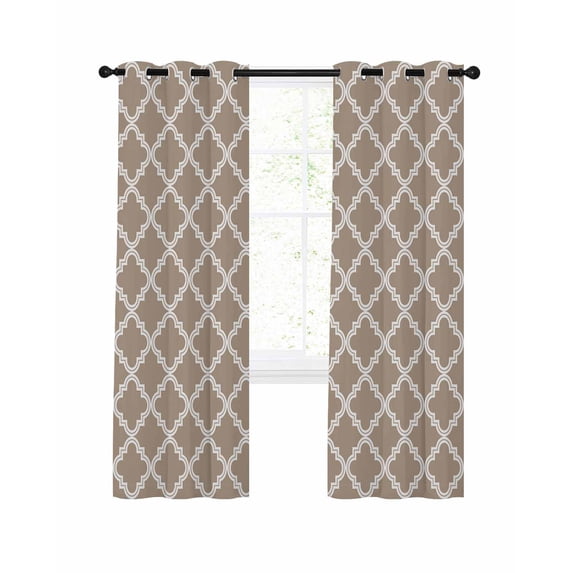 Modern Beige Geometric Blackout Curtains 84 Inches Long for Bedroom, Abstract Art Morocco Aesthetic Thermal Insulated Room Darkening Black Out Window Curtain Panels Grommet Drapes for Living Room