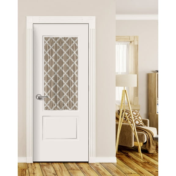 Modern Beige Geometric Blackout Door Curtains for French, Glass,Front, Back, Patio Door, Abstract Art Morocco Aesthetic Thermal Insulated Rod Pocket Window Curtain Drapes With Tiebacks 25"x40"