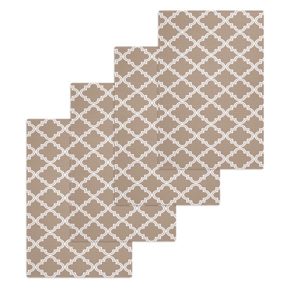 Modern Beige Geometric Hand Towels Set,Waffle Weave Kitchen Towels 4 Pieces,Abstract Art Morocco Aesthetic Microfiber Hair Face Bath Tea Towel Absorbent Quick Drying Cleaning Dish Cloths,15.7"x23.6"