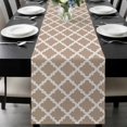 thumbnail image 1 of Modern Beige Geometric Table Runner 72 Inches Long, Abstract Art Morocco Aesthetic Kitchen Coffee Dining Table Decoration for Home Party Birthday Wedding Home Decor 16x72 Inches, 1 of 8