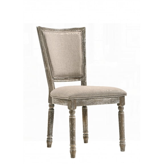 Modern Beige & Gray Side Chairs (Set of 2) - Solid Wood & Fabric