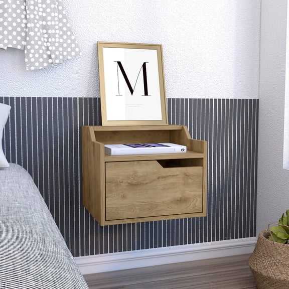 Modern Beige Nightstand With Stylish Top And Storage Design Convenient