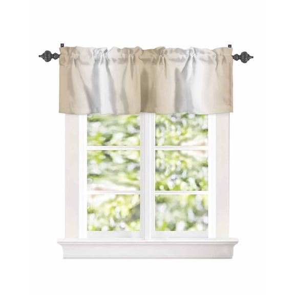 Modern Beige Ombre Texture Curtain Valances for Kitchen Windows,Rod Pocket Short Valance Minimalist Gradient Art Window Treatment for Living Room Bathroom Bedroom,54" x 18"-1 Panel