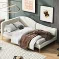 thumbnail image 1 of Modern Beige Twin Daybed With - Strong, Stylish, Versatile Armrest, Linen ,, 1 of 7