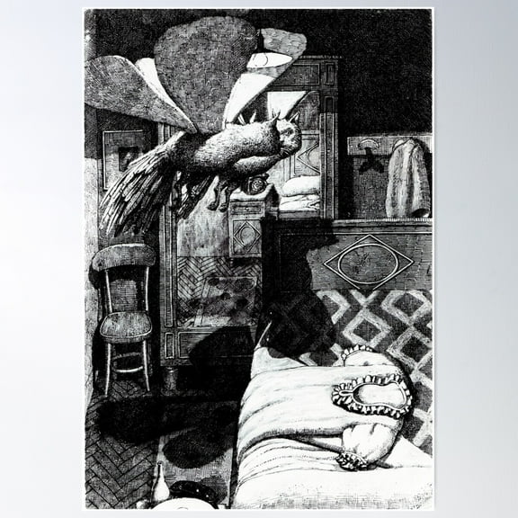 Modern Bestiary (Cat And Butterfly) Poster Wall Art, Modern Wall Decor For Living Room Bedroom, 8x12 UNFRAMED