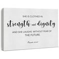 thumbnail image 1 of Modern Bible Verses Canvas Wall Art She is Clothed in Strength and Dignity Proverbs 31:25 Prints Framed Christian Paintings Artwork Ready to Hang Home Decor 15x11.5 Inches, 1 of 6