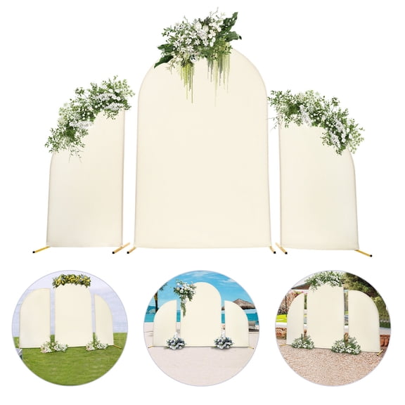 Modern Biege Wedding Arch Cover & Golden Wedding Arch Backdrop Stand,Plant Climbing