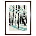thumbnail image 1 of Modern Birch Tree Forest in Winter Modern Stencil Design Monochrome and Teal Artwork Framed Wall Art Print 9X7 Inch, 1 of 5