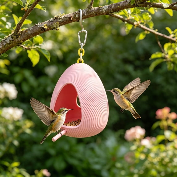 Modern Bird House Feeder, Egg Pod Shape Birdhouse with Perch for Cockatiel & Budgie, Chew Proof Hanging Bird Nest for Outdoor Garden Decor