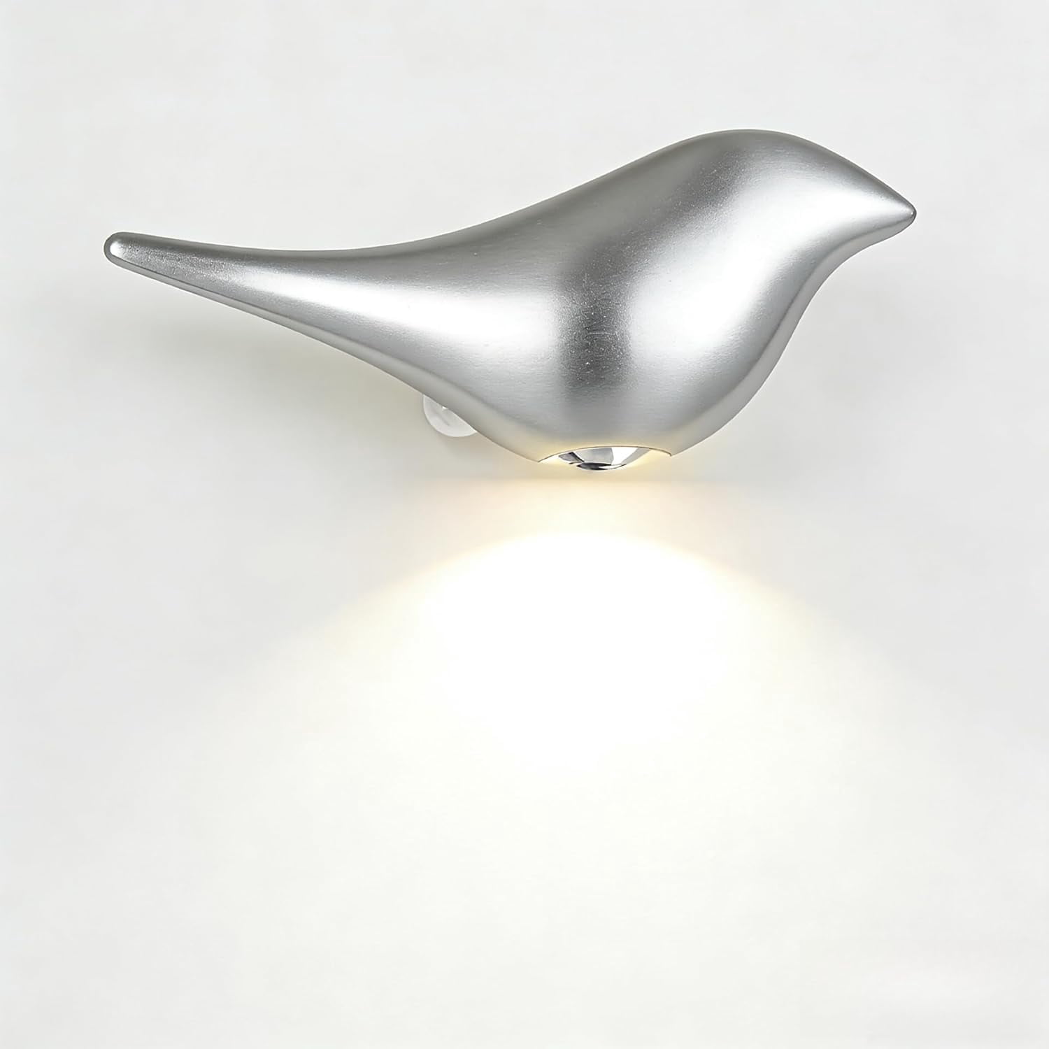 Modern Bird Motion Sensor Wall Light – Magnetic Wireless Night Light with 3 Color Modes (Warm/Neutral/White), Type-C Rechargeable LED Wall Sconce for Bedroom, Hallway, Nursery, Bathroom (Silver)