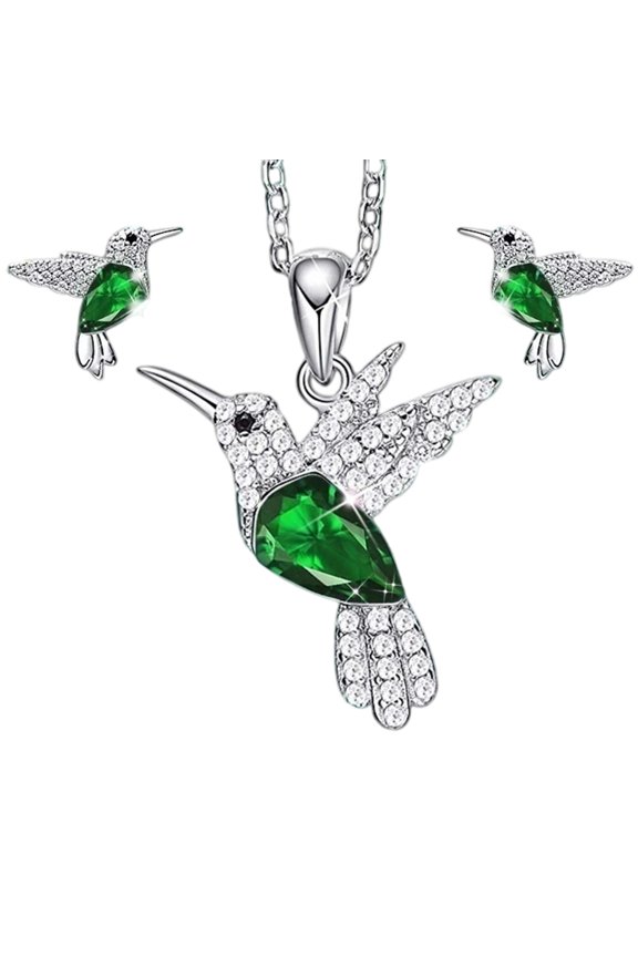 Modern Bird Theme Jewelry Set Crystal Accents Day To Night Fashion Accessory
