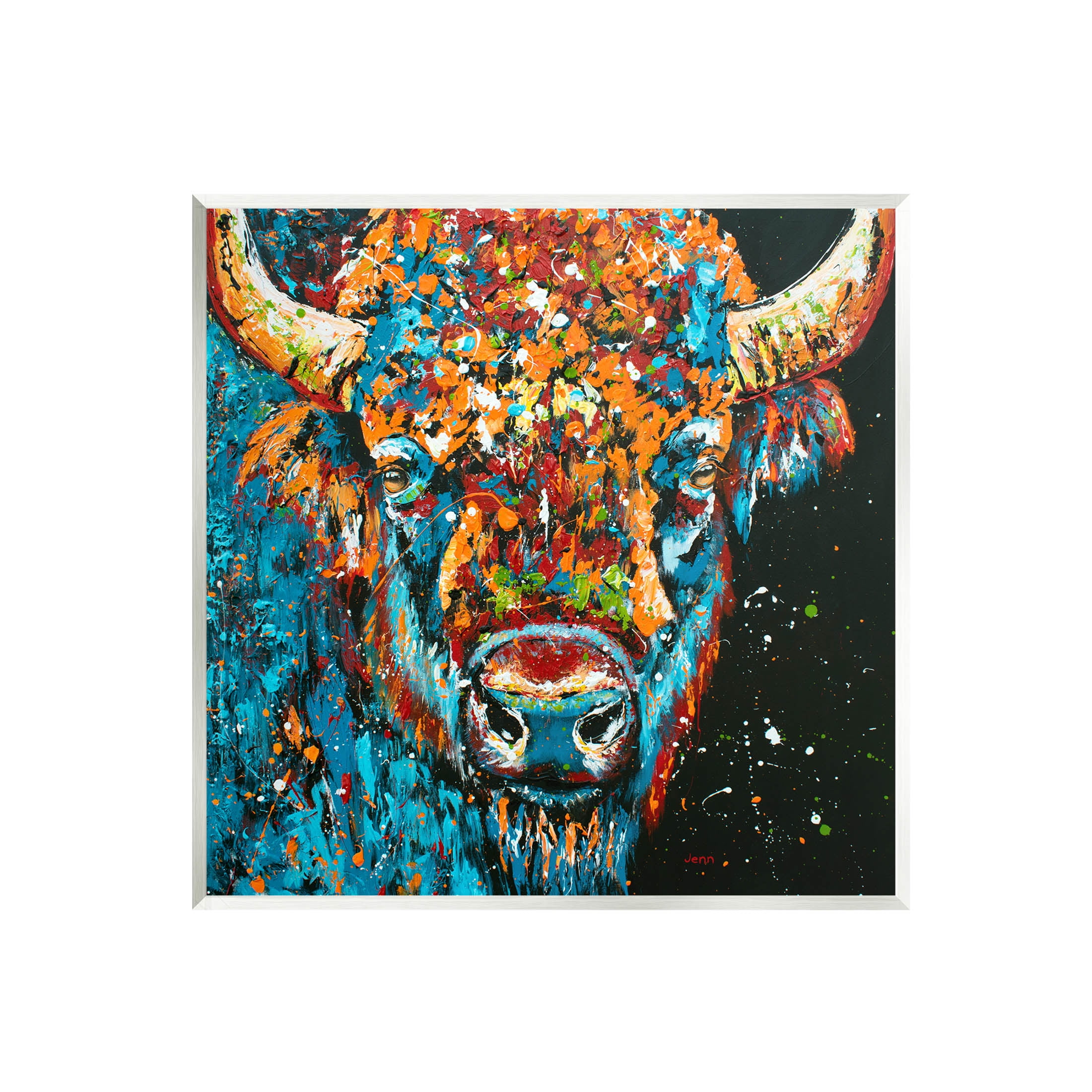 Vibrant Bison Street Style Colorful Wood Wall Art